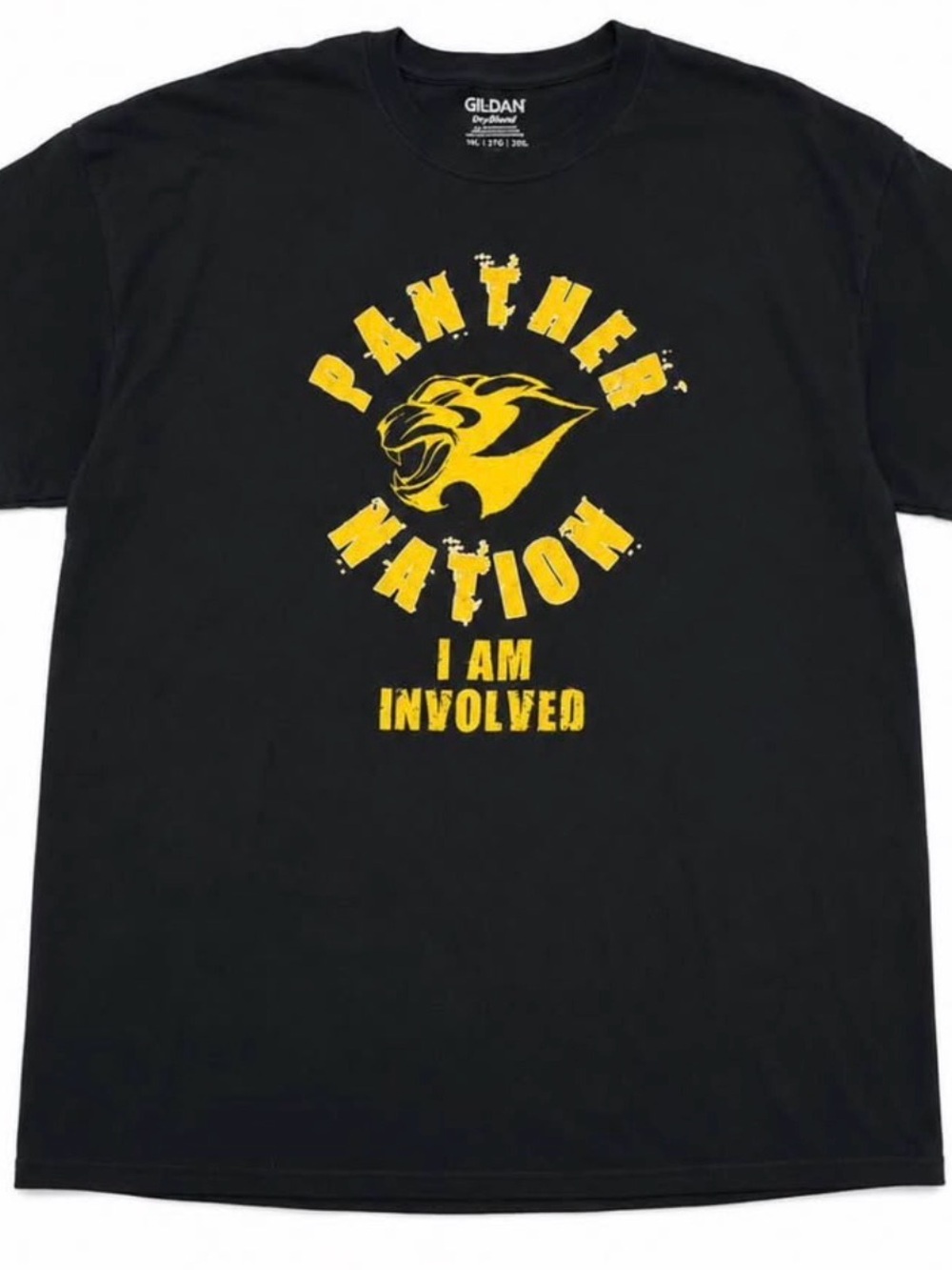 Gildan Black Short-Sleeve Tee with Yellow Panther Graphic